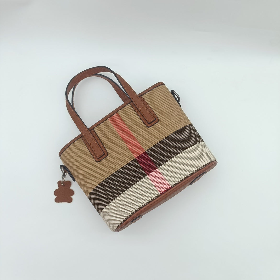 【Nano Tote】Checkered Zipper Handle Crossbody Bag-buy 1 get 1 pony and 1 coins purse