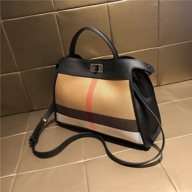 【T Bag-L】Trapezoid Briefcase Handbag-,buy 1 get 1 pony and 1 headband