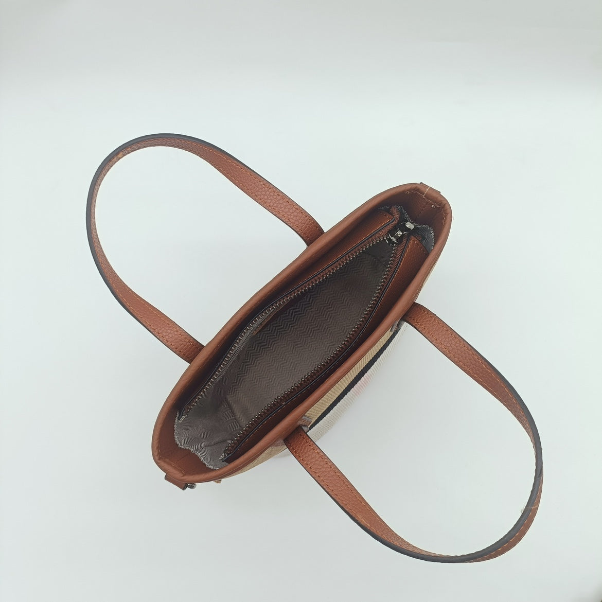 【Nano Tote】Checkered Zipper Handle Crossbody Bag-buy 1 get 1 pony and 1 coins purse