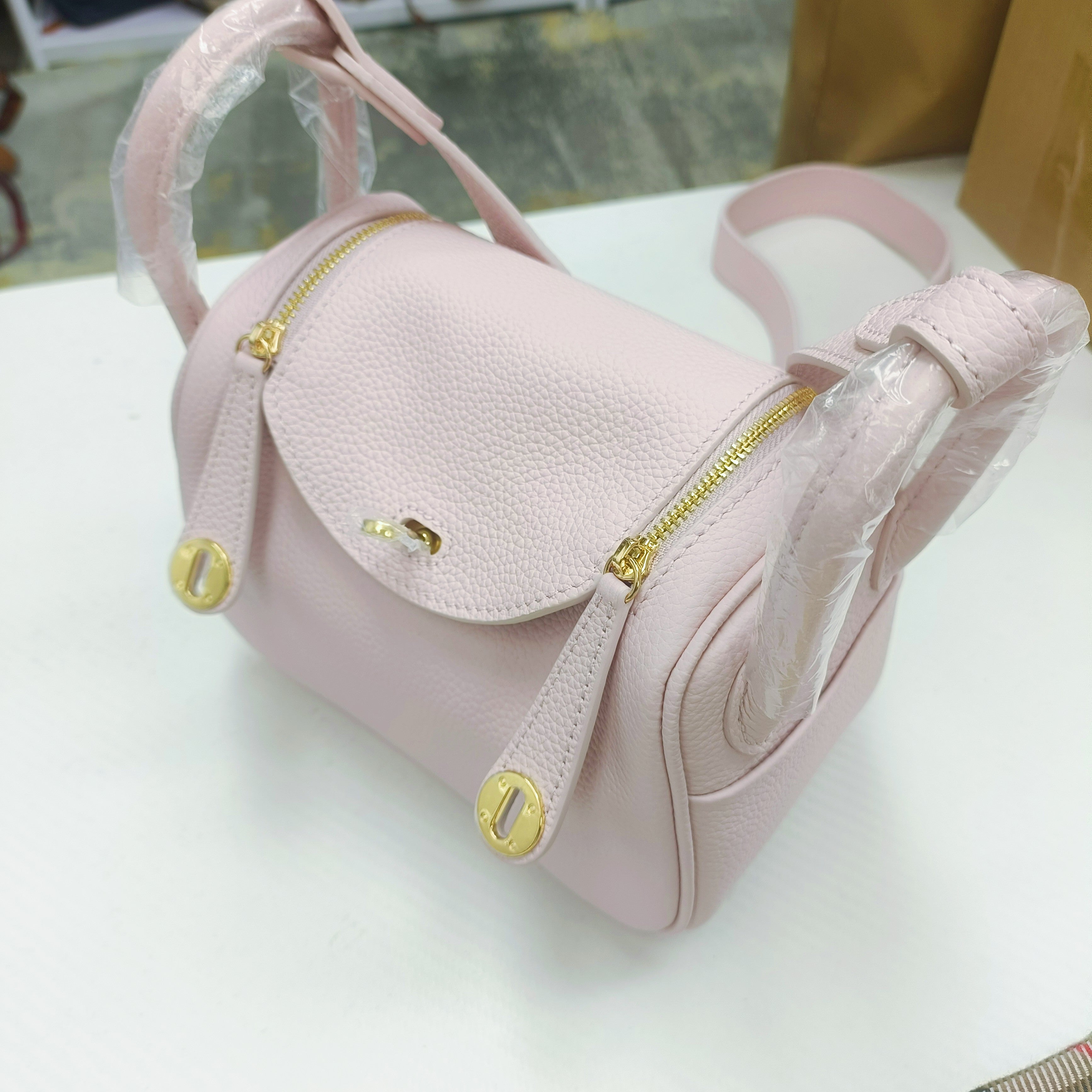【Mini LD】Cowhide Leather Hangbag Doctor Bag,,buy 1 get 1 pony and 1 headband