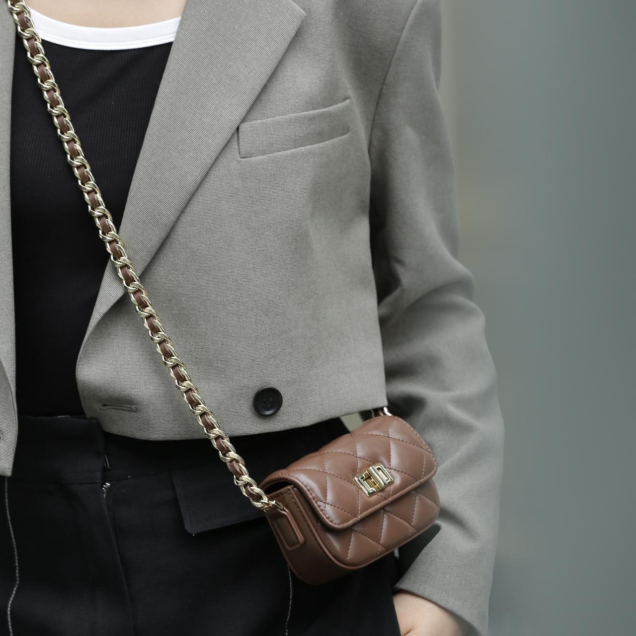 【Lipstick Bag】 Micro Quilted Lock Crossbody Bag,buy 1 get 1 pony and 1 coins purse