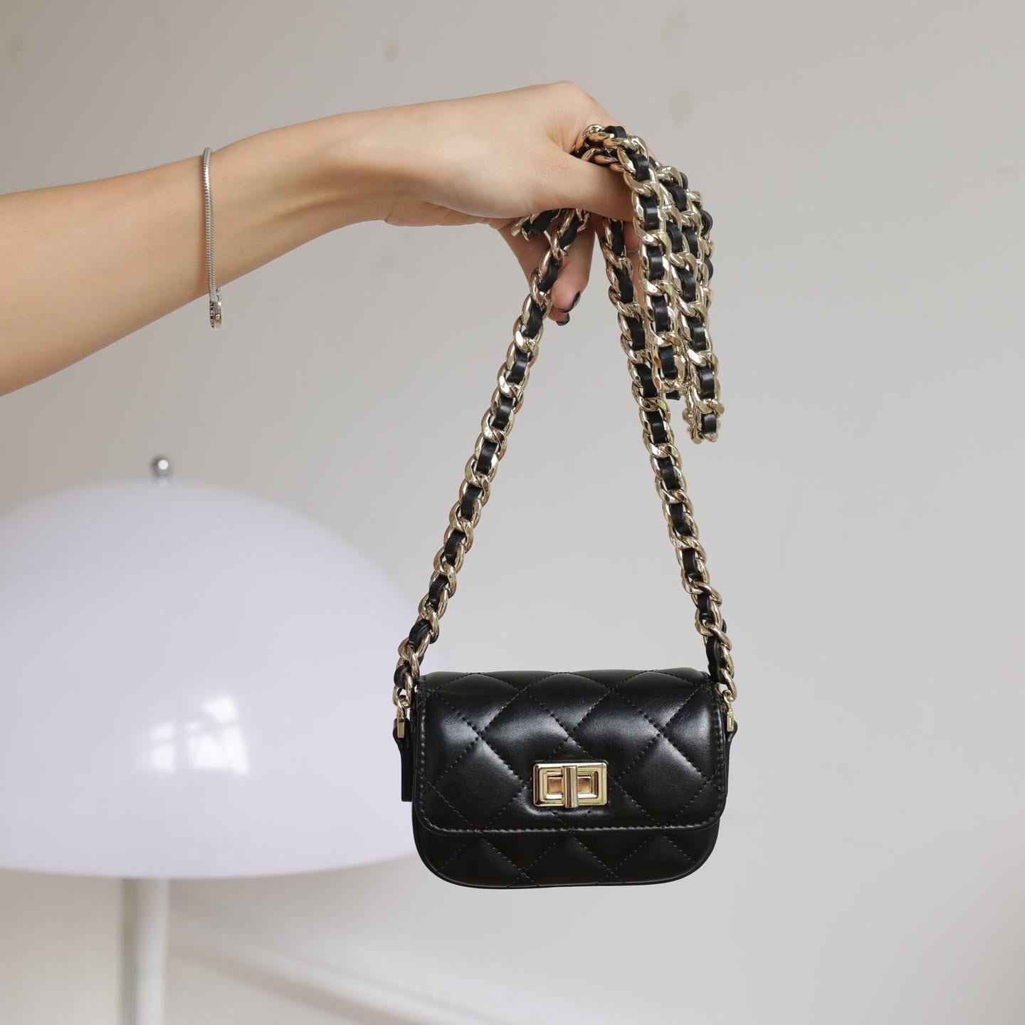 【Lipstick Bag】 Micro Quilted Lock Crossbody Bag,buy 1 get 1 pony and 1 coins purse