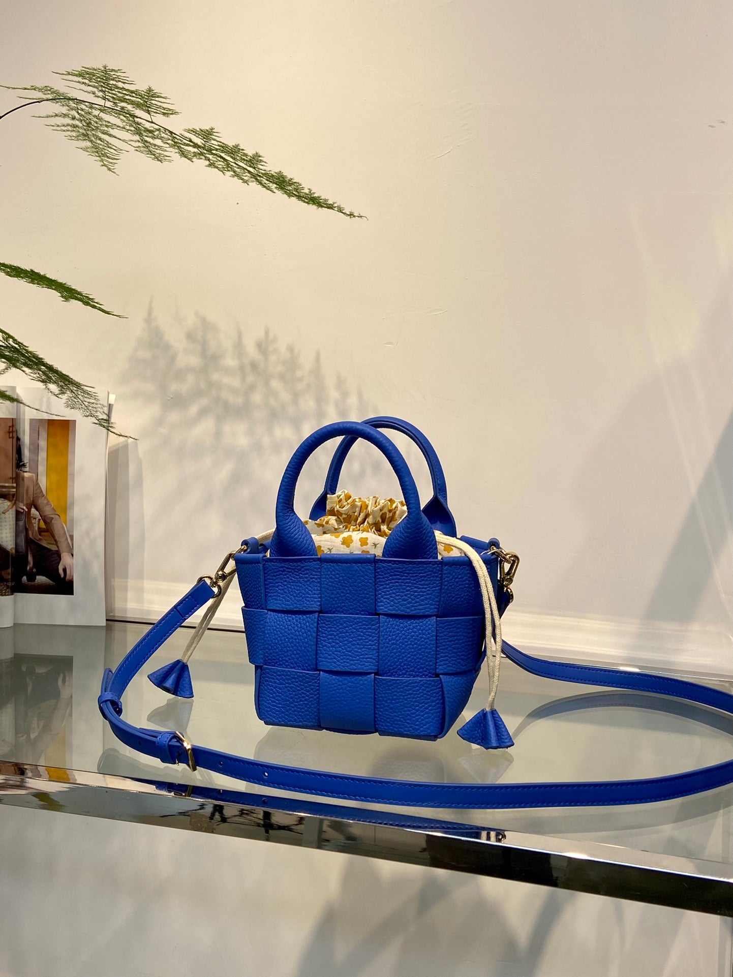 【Woven Basket】 Floral Lining Cute Bag,buy 1 get 1 pony and 1 headband
