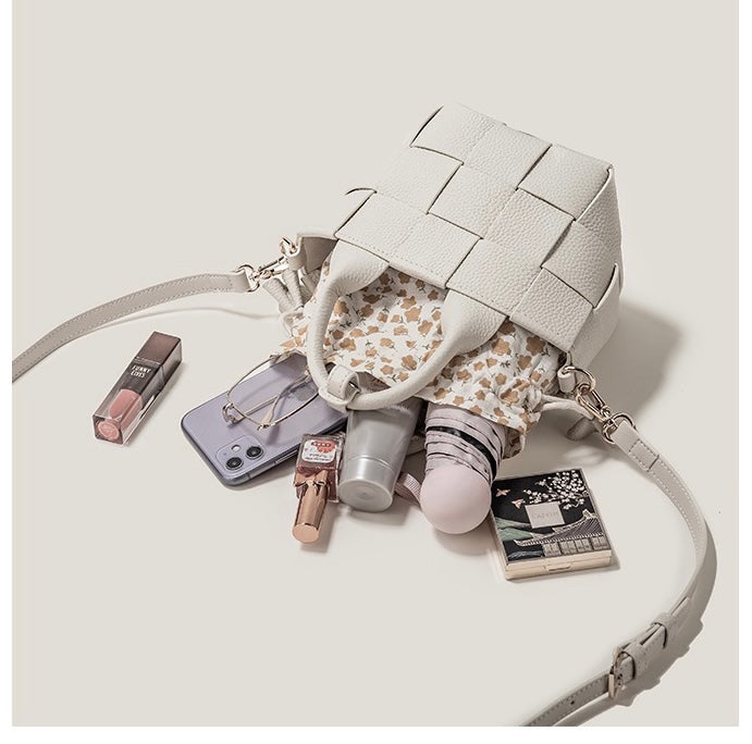 【Woven Basket】 Floral Lining Cute Bag,buy 1 get 1 pony and 1 headband
