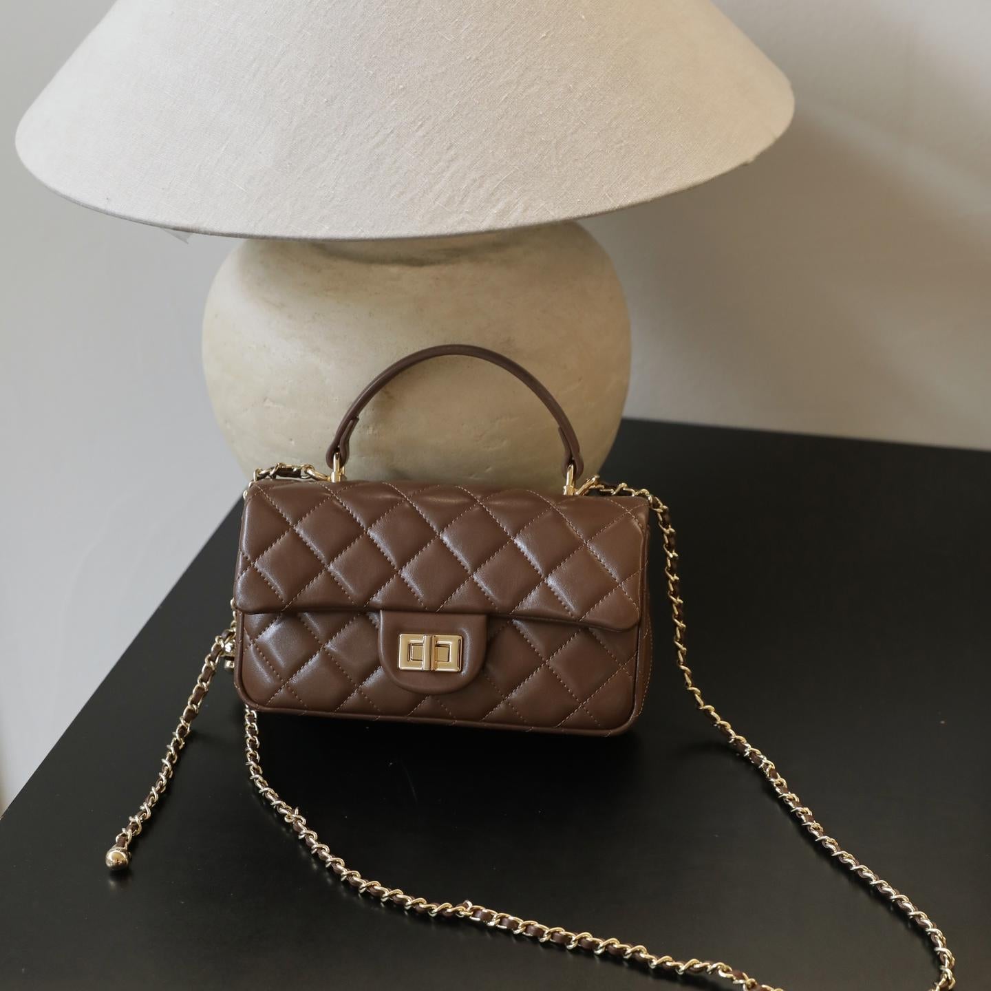 【C Bag】Quilted Handle Crossbody Bag,buy 1 get 1 pony and 1 headband