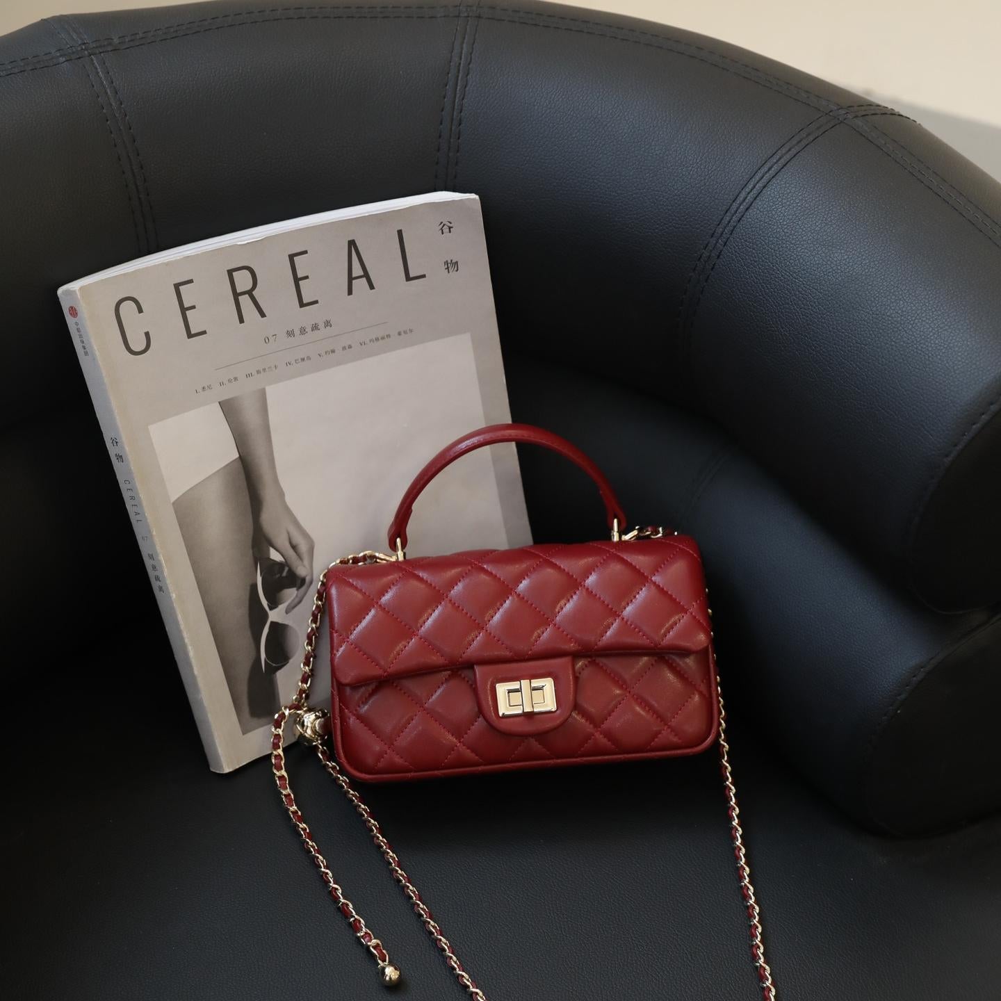 【C Bag】Quilted Handle Crossbody Bag,buy 1 get 1 pony and 1 headband