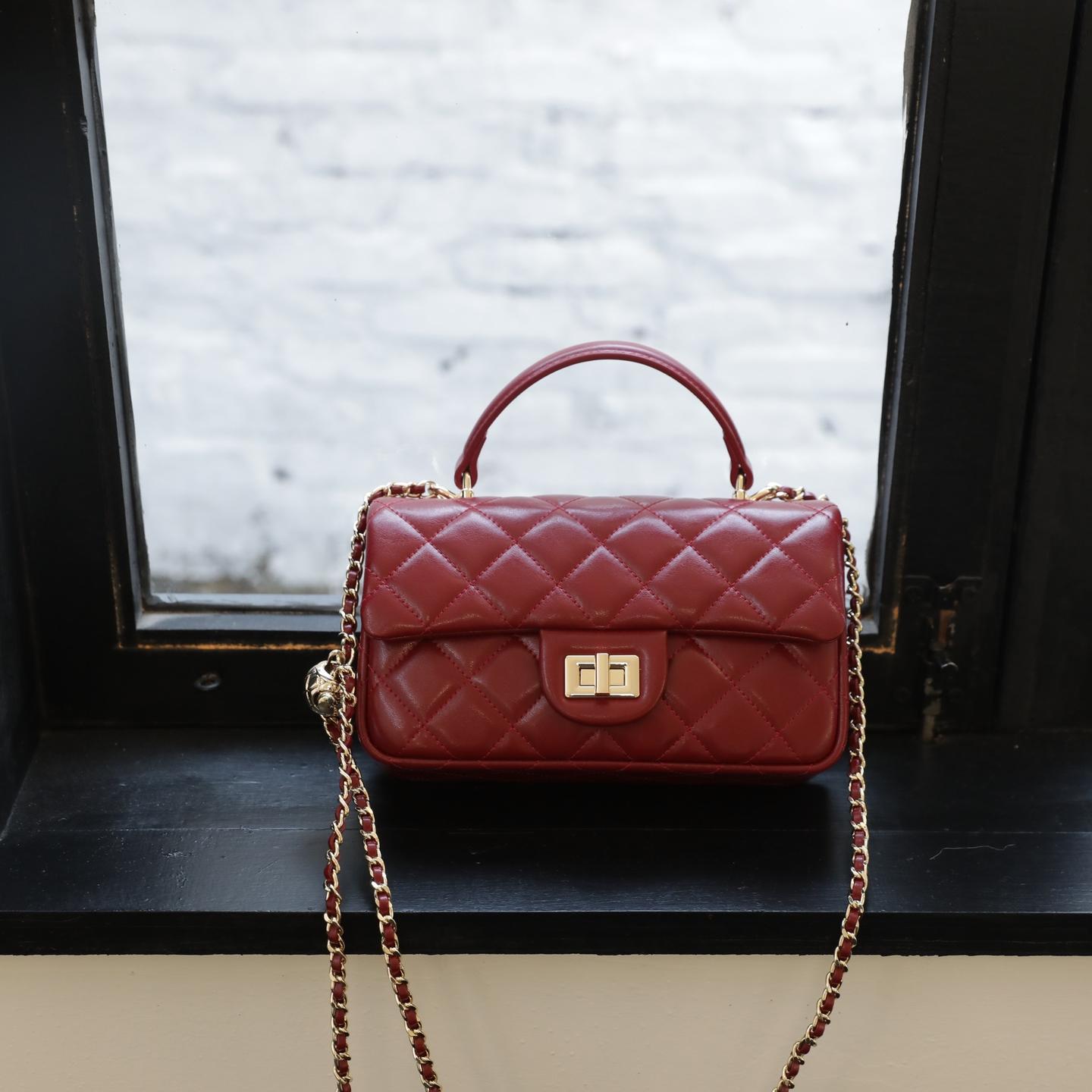 【C Bag】Quilted Handle Crossbody Bag,buy 1 get 1 pony and 1 headband