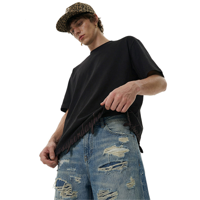 Embroidered Letter Short Sleeve Tee