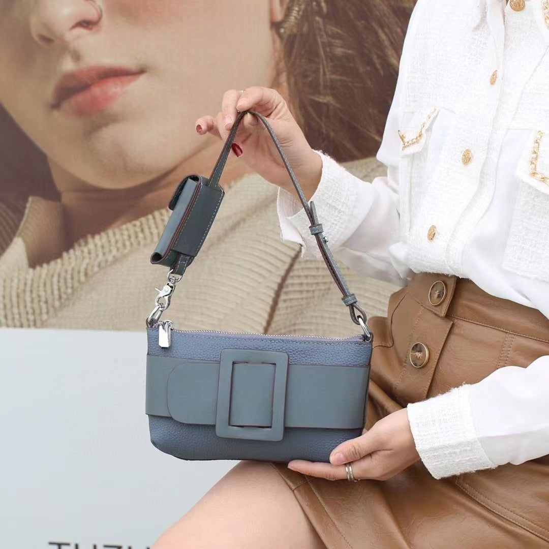 【D2】Real Cowhide Leather Handle Crossbody Bag，buy1 get 1 coins purse