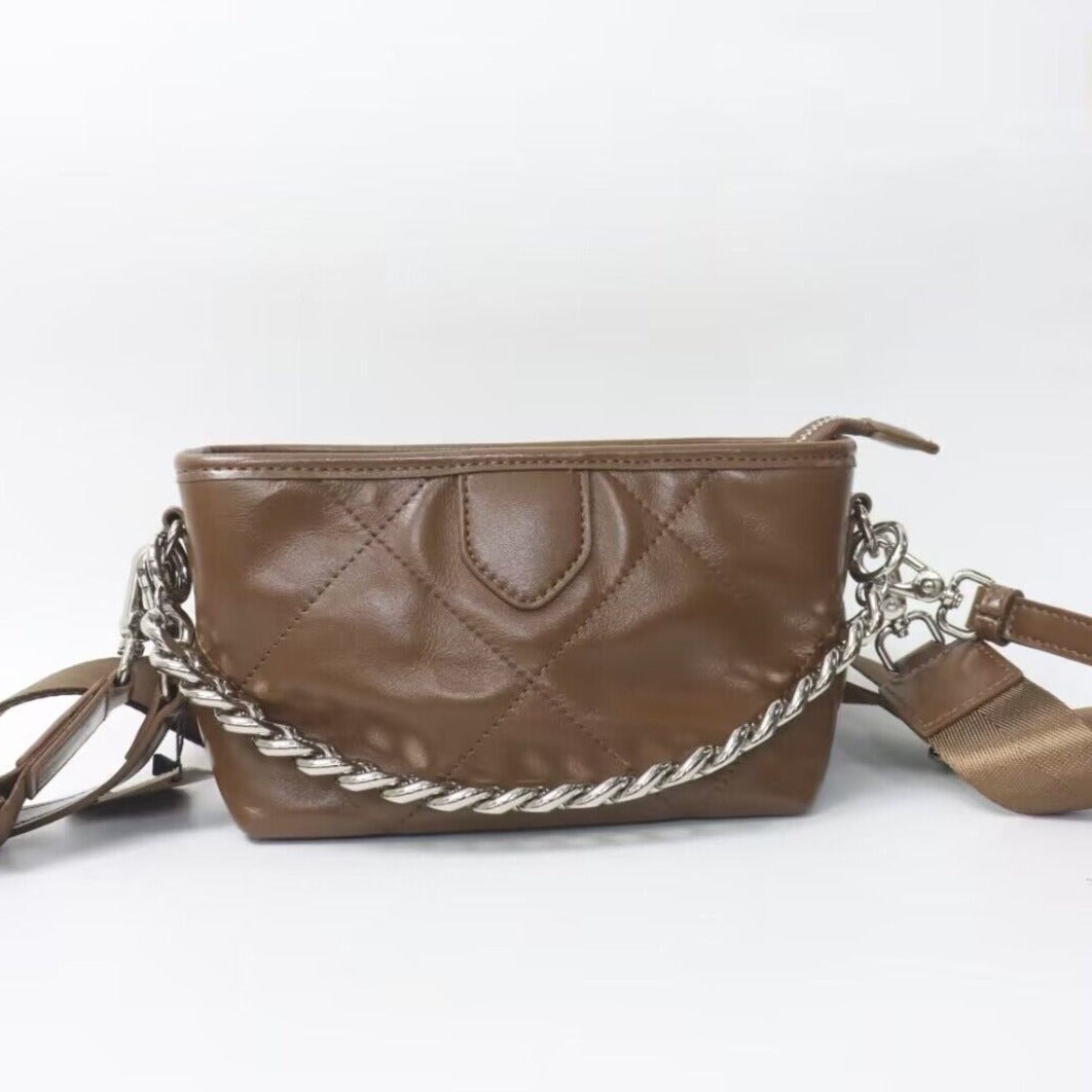 【Coffee Chain】Cowhide Leather  Bag --Buy 1 Get 1 Pony and 1 Coin Purse