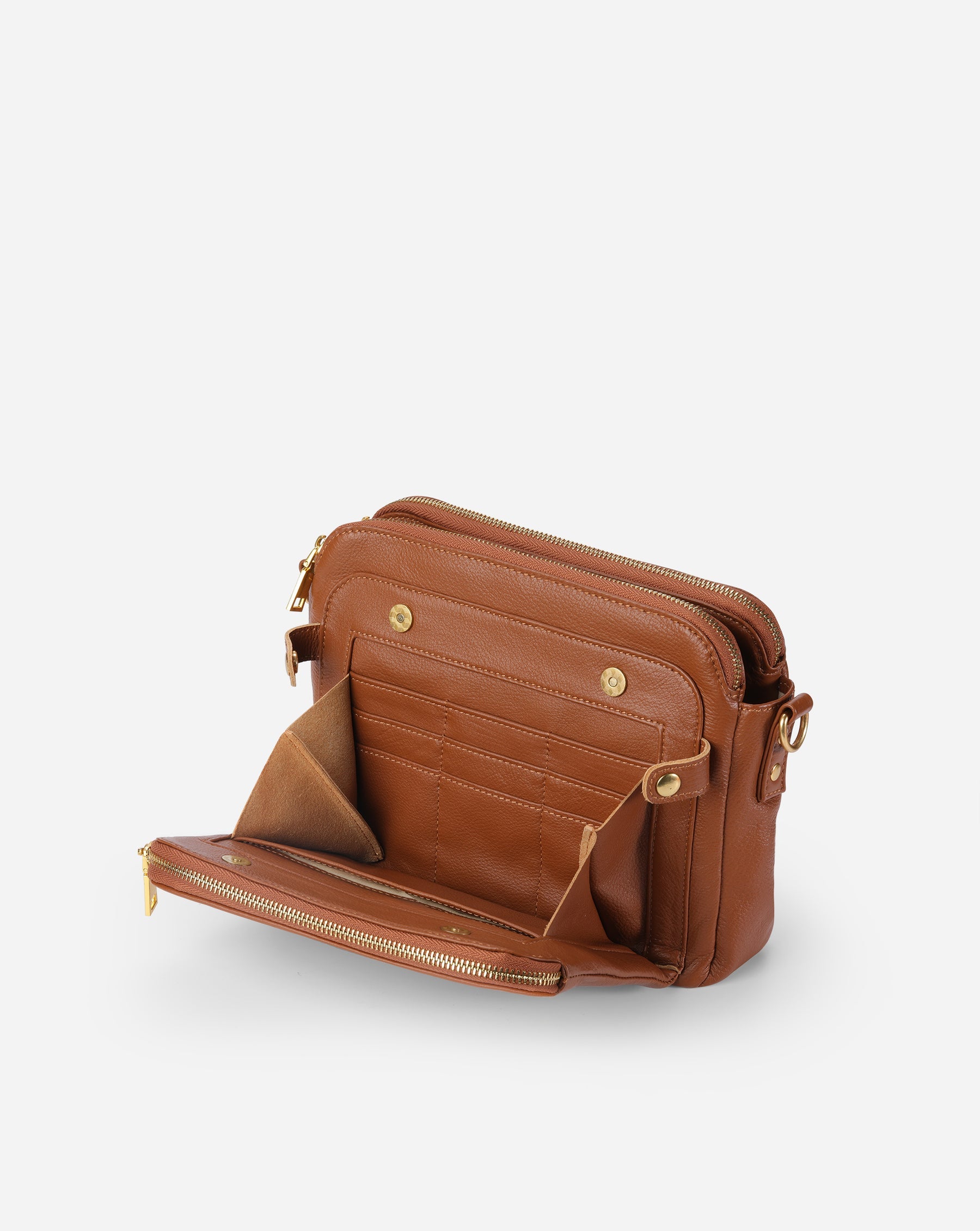 【NEW】【Bali】Three-Layer Leather Crossbody Shoulder & Clutch Bag