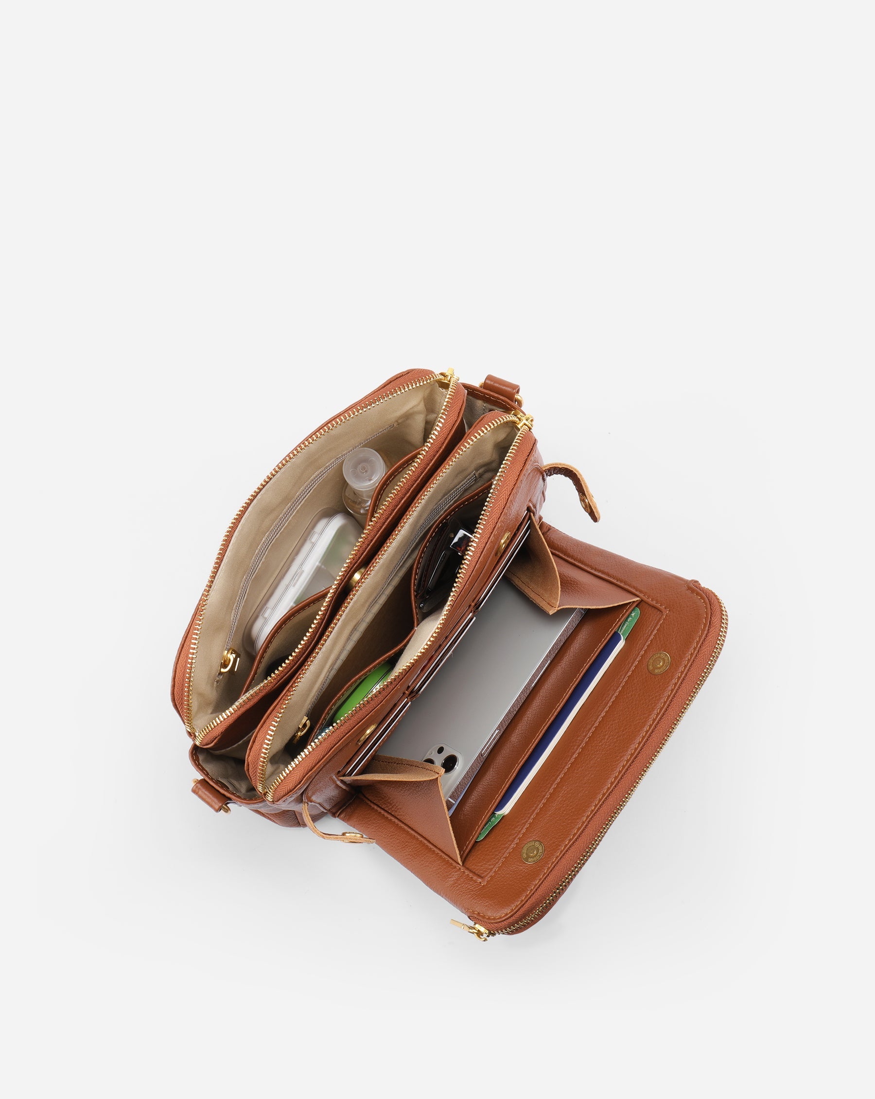 【NEW】【Bali】Three-Layer Leather Crossbody Shoulder & Clutch Bag