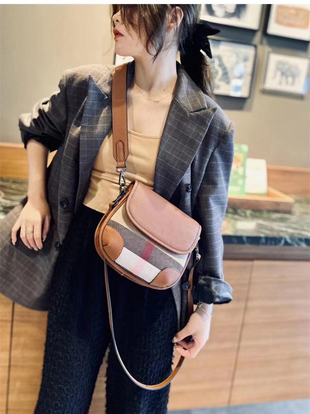 【Bread Crossbodys】Lovely Retro Crossbody Bag with Flap-buy 1 get 1 pony and 1 coins purse