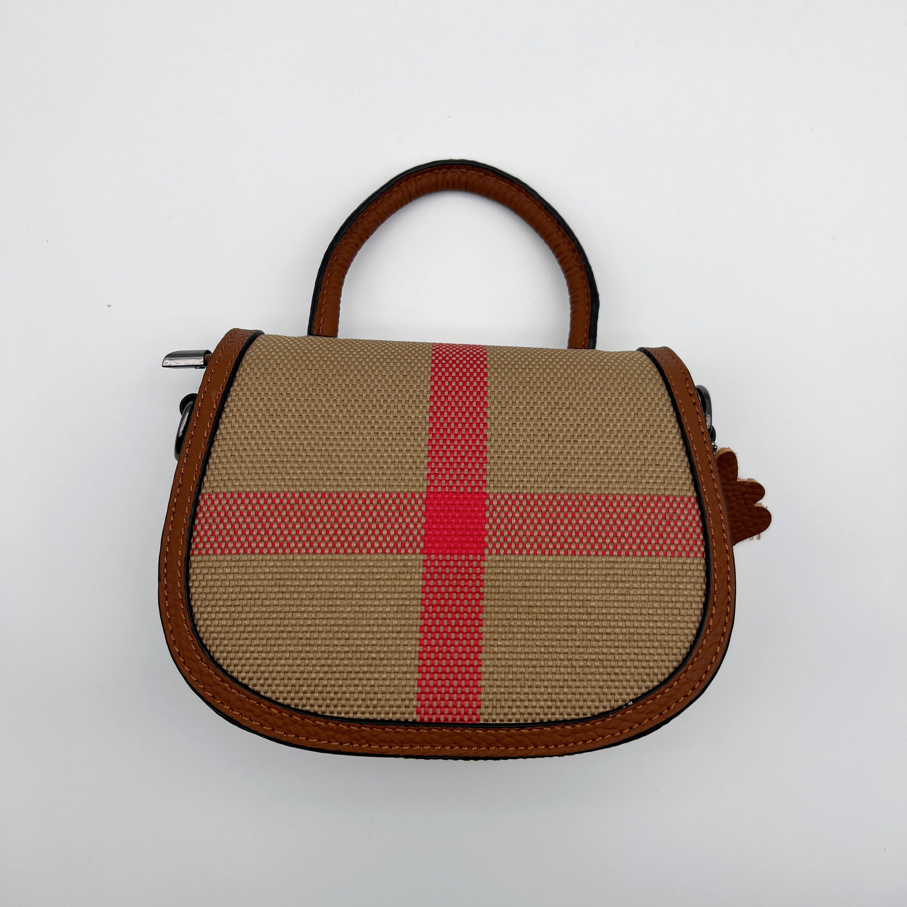 【Smile Bag】Checkered Cute  Flap Handle Crossbody Bag-buy 1 get 1 pony and 1 coins purse