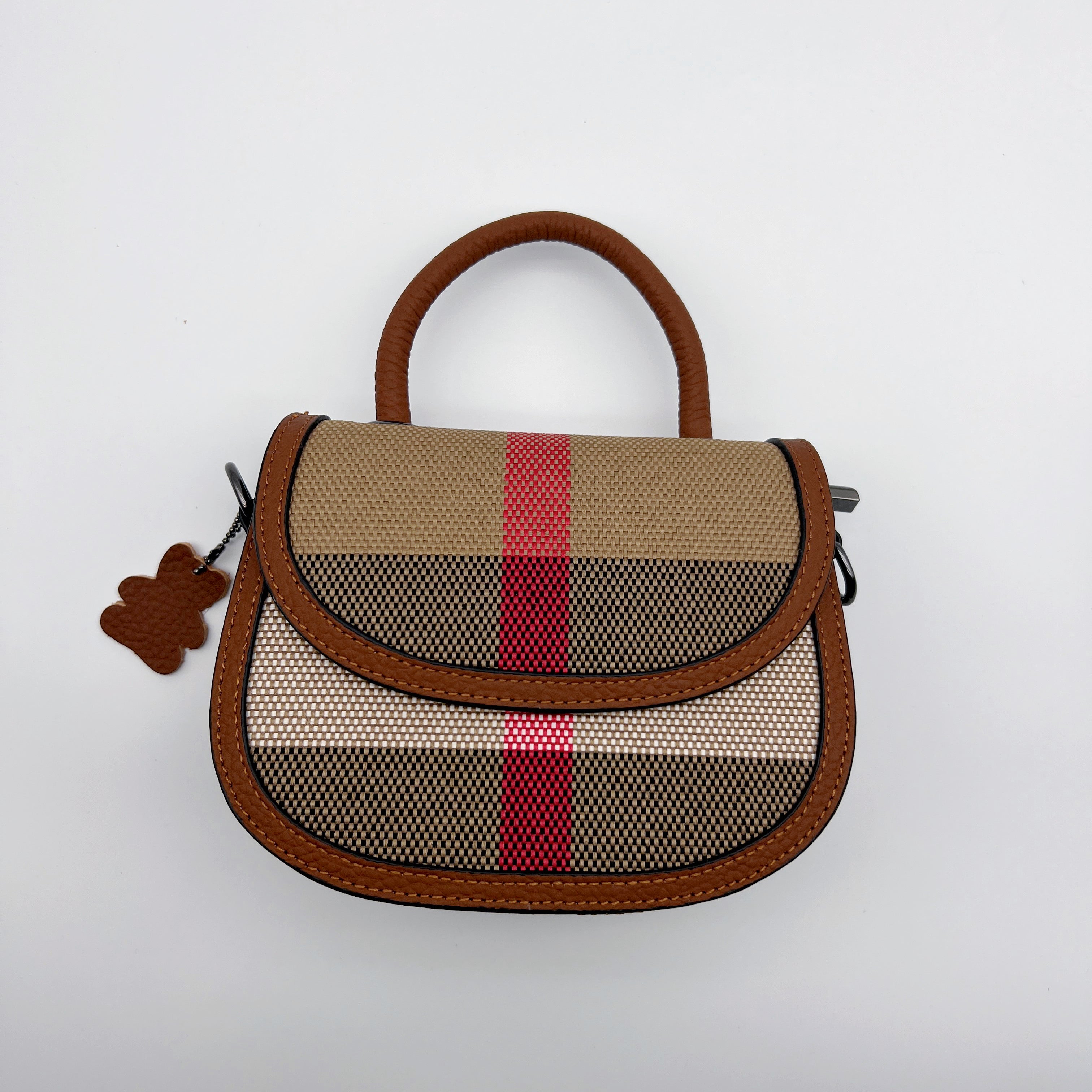 【Smile Bag】Checkered Cute  Flap Handle Crossbody Bag-buy 1 get 1 pony and 1 coins purse