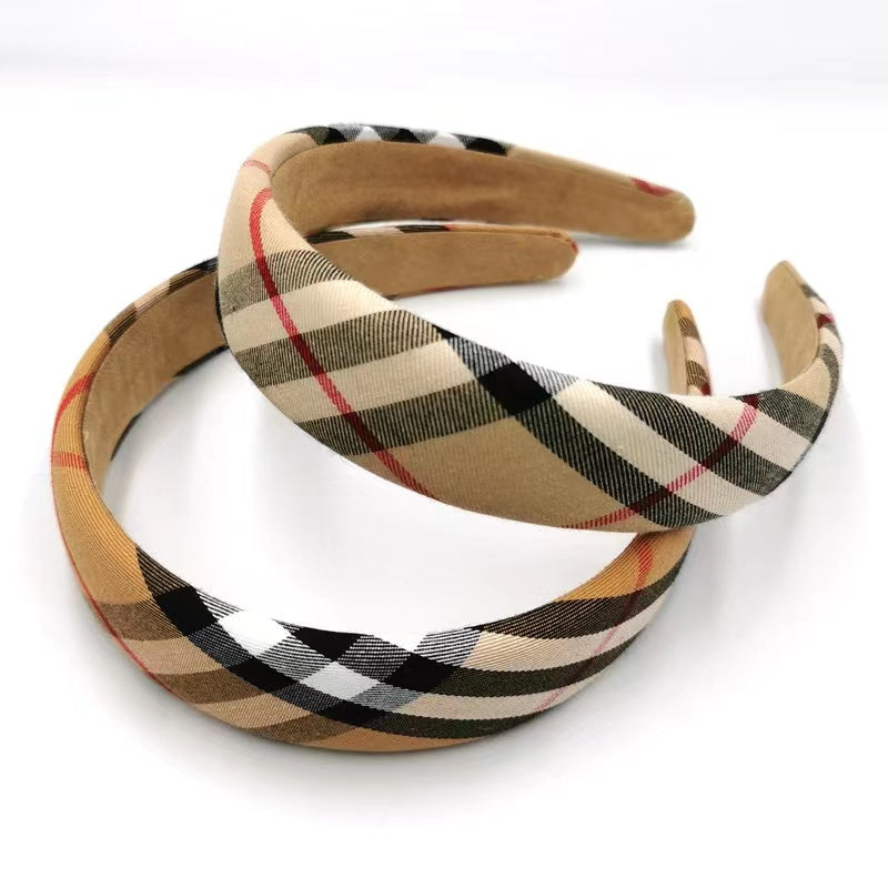 【Headband 】 Checkered Wide Headband Hair Accessories