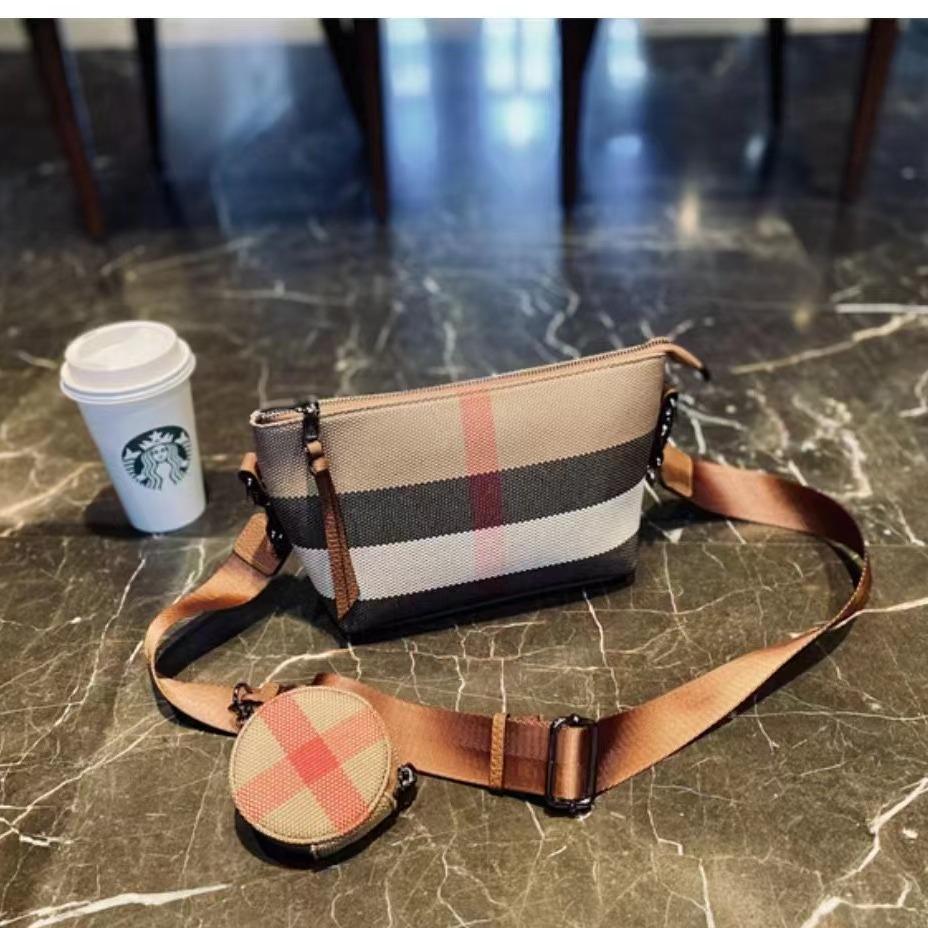 【Cookie Bag】【2 in 1】Checkered Crossbody Bag with Small Coin Wallet Set-buy 1 get 1 pony and 1 coins purse