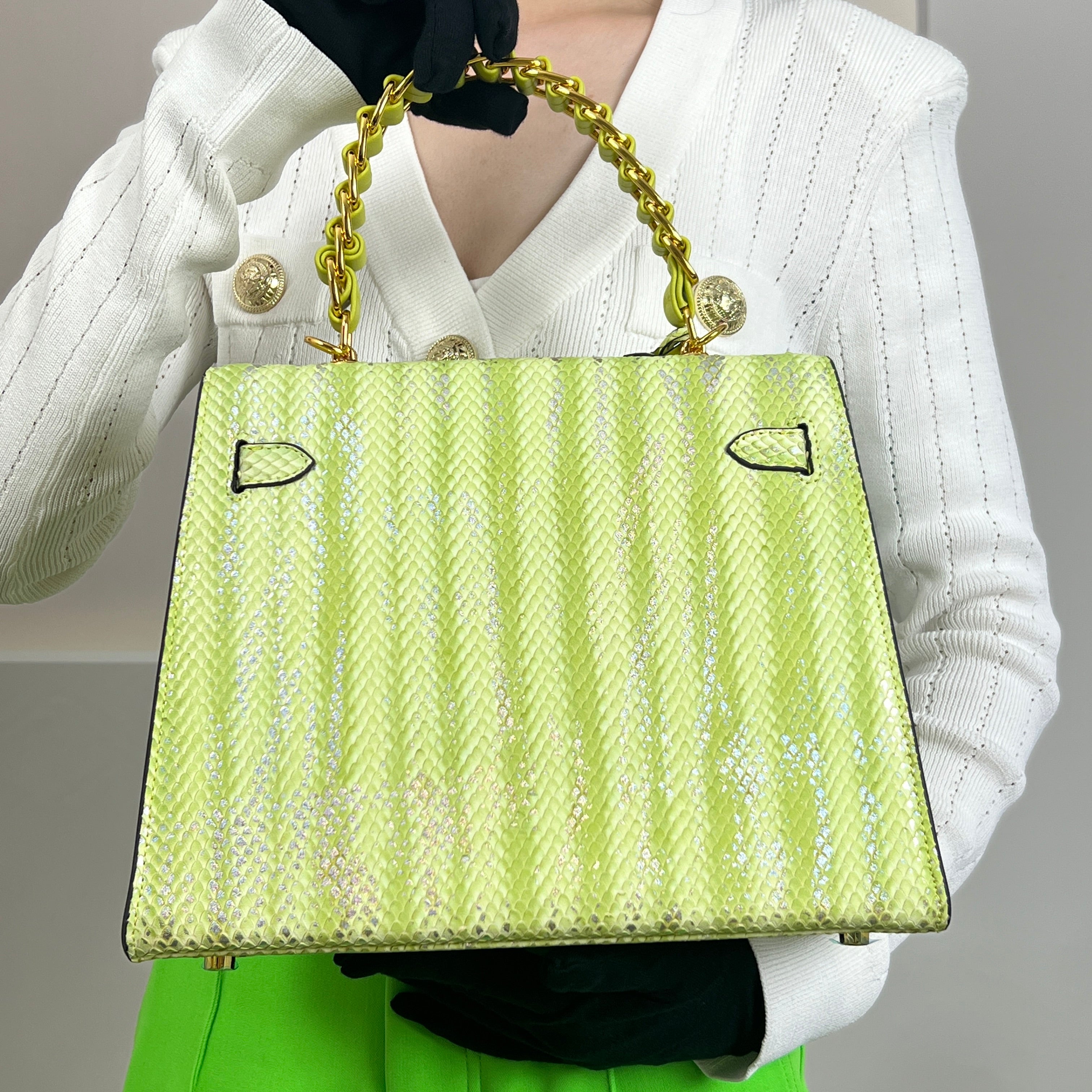 【Trending 2023】【Kayla】Cut Snakeskin Laser Coating Design Handbag