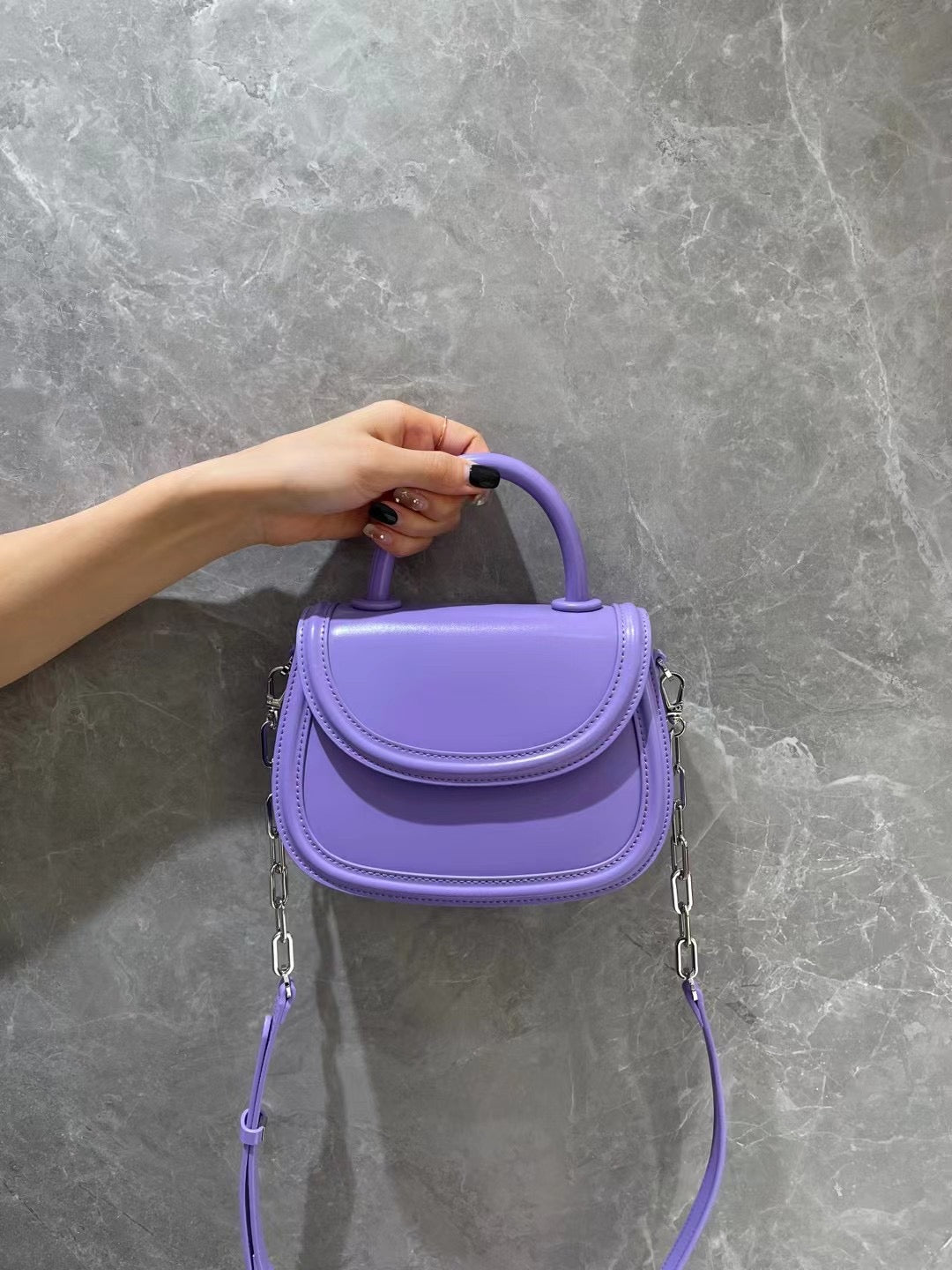 【Macaron Smile】Real Leather Handle Crossbody Bag