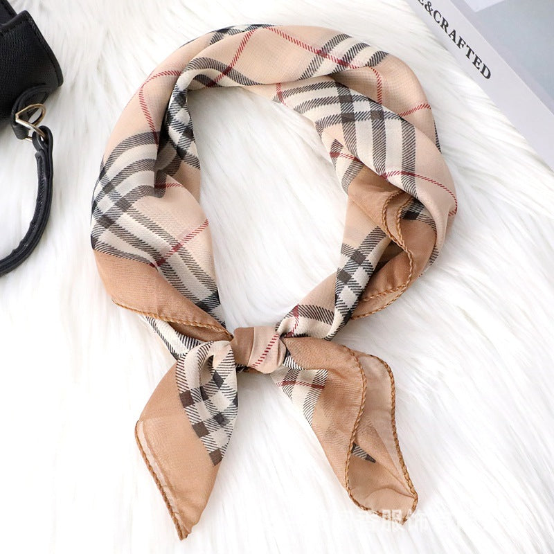 【Silk Scarf】Checkered Soft Scarf