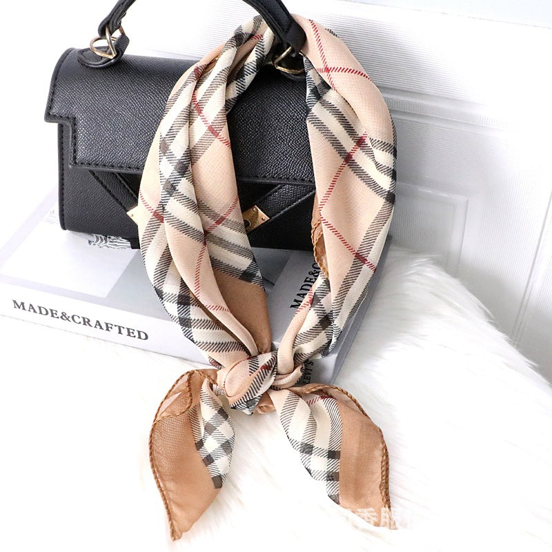 【Silk Scarf】Checkered Soft Scarf