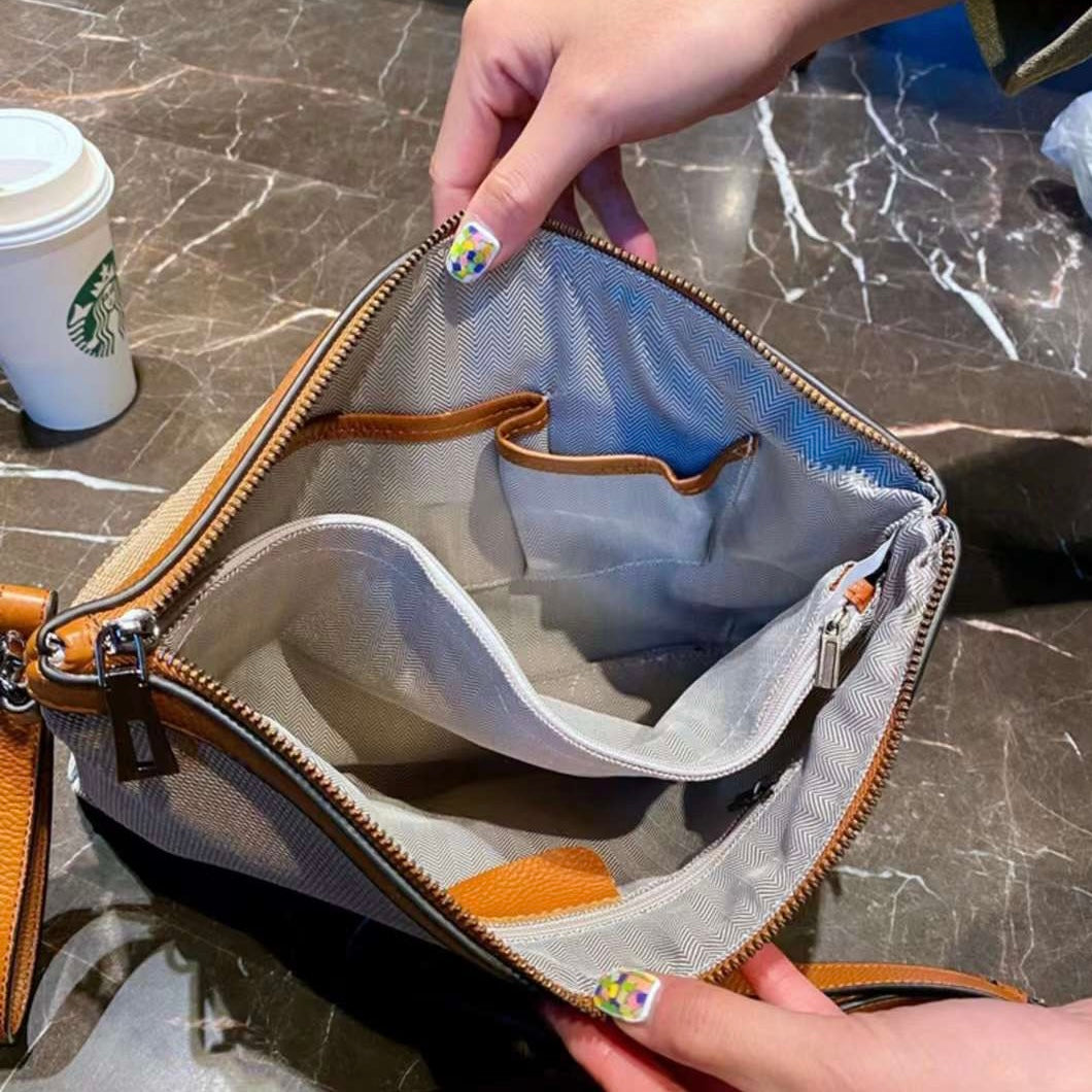 【Portfolio Bag】Checkered Leather Pouch Crossbody  Bag-buy 1 get 1 pony and 1 coins purse