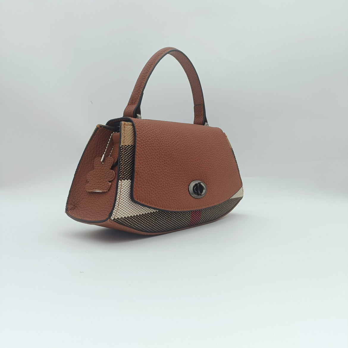 【Crescent Handbag】Checkered Leather Flap Handle Crossbody Bag-，buy 1 get 1 pony and 1 headband